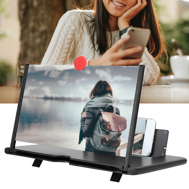12'' 3D Phone Screen Magnifier HD Screen Amplifier PullOut Bracket