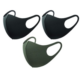 Made From Nature 3D Light Weight Unisex Adult Fashion Face Covering, Reusable, Dust Proof, Washable (Black_Gray_3set)