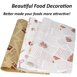 Aieraczy 100 Sheets of Cheese Paper, 26 x 36 cm Non-Stick Bread Paper, Greaseproof Paper, Meat Paper, Wax Paper for Food, Butter, Burgers, Pizza, Sandwiches, Cakes