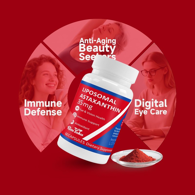 35mg Liposomal Astaxanthin Supplement - Powerful Antioxidant Support for Skin,