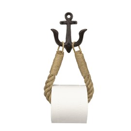 ROXLLGJC Nautical Rope Toilet Paper Holder Coastal Towel Holder with Metal Hook for Bathroom Decor (Black)