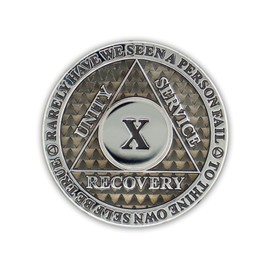10 Year Sobriety Coin | Legacy AA Chip | Thick Triplate Recovery Anniversary Token (Gray)