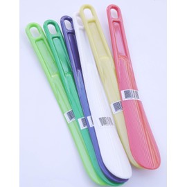 Lot of 6 Plastic Colored Shoe Horns 10 x 1.5" Sturdy 4 mm Thick