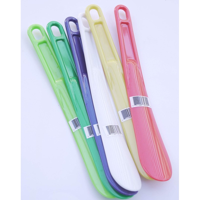 Lot of 6 Plastic Colored Shoe Horns 10 x 1.5"