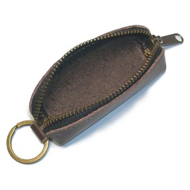 Leather Workshop Satou Coin Purse, Genuine Leather, Leather, Key Holder, Coin Case, Key Ring, Slim, For Cars, Men's, Women's, YKK Zipper, Made in Japan, Stick Type, Braun