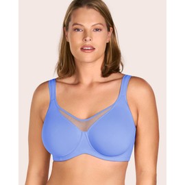 HSIA Minimizer Bras for Women Plus Size, Full Coverage Coolcomfort T Shirt Unlined Bra with Underwire for Heavy Breast, Sky Blue 42C