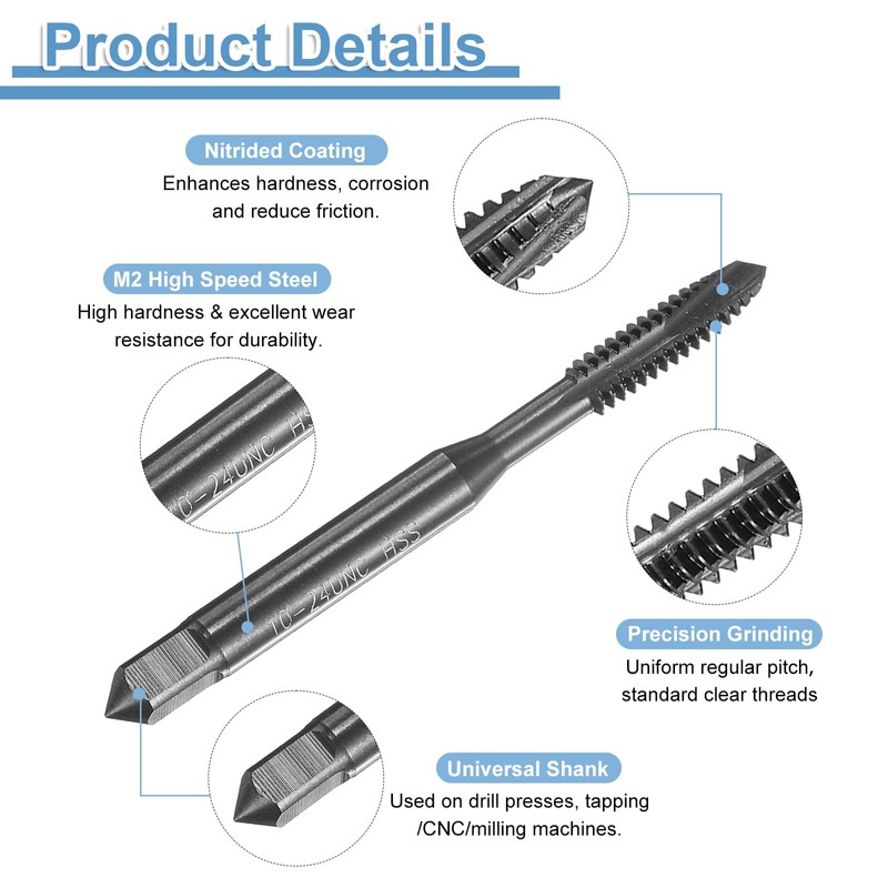 sourcing map Spiral Point Thread Tap 10-24 UNC 2B, Nitride