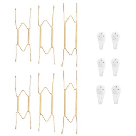 Bilillo 6 Pcs Plate Hangers for the Wall, 8/10/12 Inch Invisible Decorative Wire Plate Holders, Plate Hangers for Display Various Sizes with Wall Hooks for Decorative Plates and Arts Gold