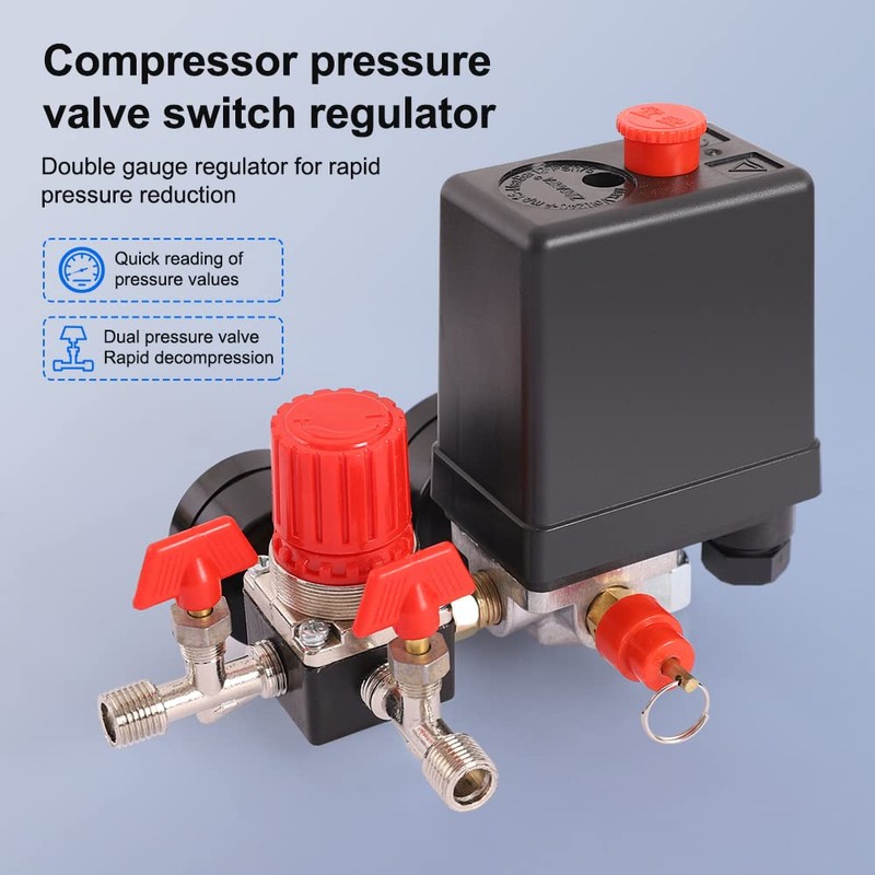 Dent-de-lion Air Compressor Pressure Switch Black Valve with Control 90-120