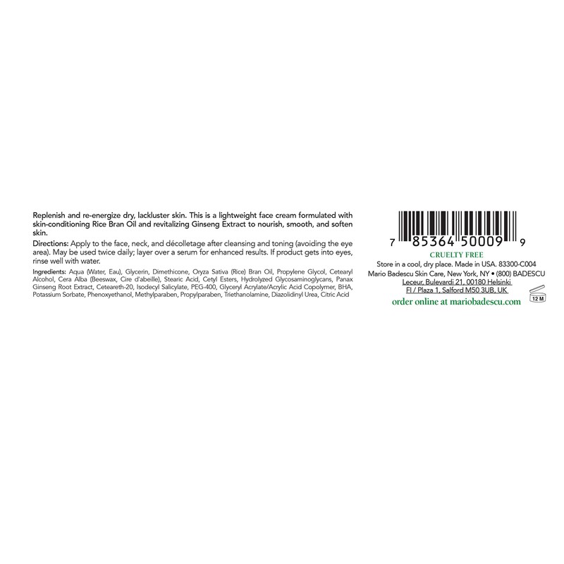 Mario Badescu Ginseng Moist Cream Lightweight Daily Face Moisturizer |