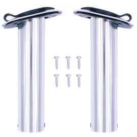 ZONADAH 2X Heavy Duty Stainless Steel 316 Fishing Rod Holders, Marine Grade, Flush Mount Fishing Rod Pole Holders, 15 Degree