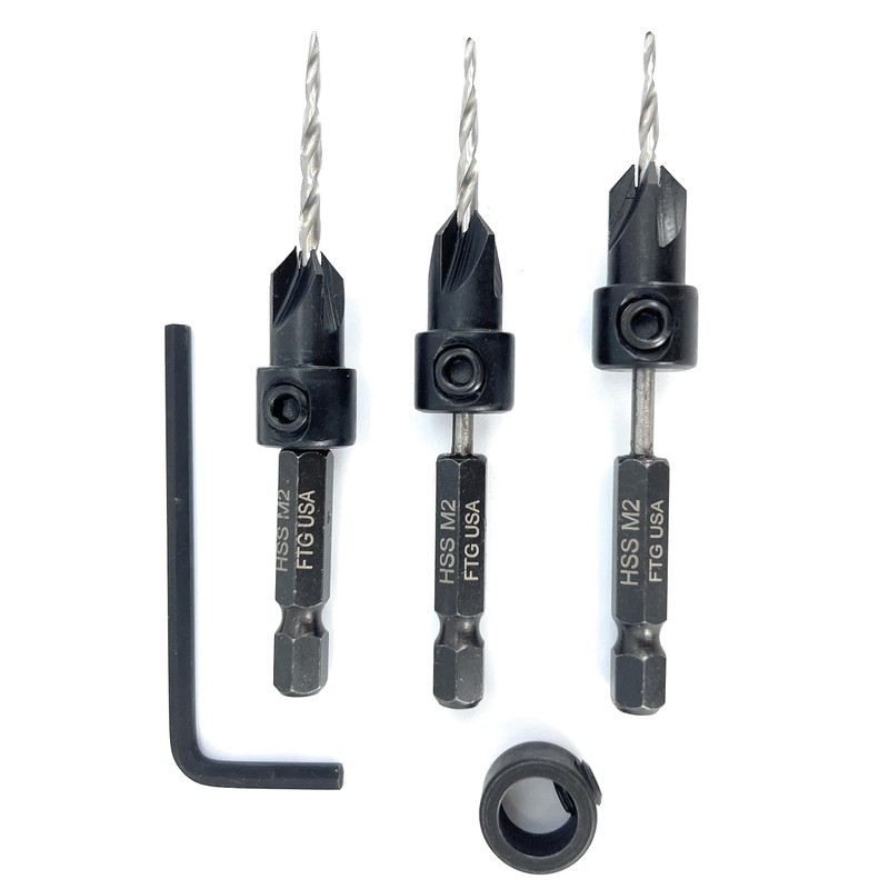 FTG USA Countersink Drill Bit Set for Wood with Tapered
