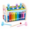 4-in-1 Wooden Hammering Toy with Xylophone, Clock and Gears, Ages