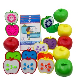 Skoolzy Apple Factory Learning Toy - 12 Apples with Counting Seeds to Teach Numbers - Montessori Color Matching Sorting Counting Games for Toddlers 3+