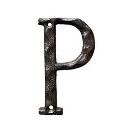 5 Inch House Letters, Rustic Cast Iron Metal Home Address Number & Letters/Unique Hammered Look, Letter P