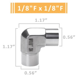 DERPIPE 90 Degree Street Elbow - 1/8" NPT Male to 1/8" NPT Female Stainless Steel 304 Heavy Duty Forged Barstock Street Elbow Adapter Pipe Fitting (pack of 2)
