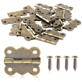 BokWin 40PCS Antique Brass Butterfly Hinge 1 inch Hinges Antique Small Butterfly Hinges Bronze Door Folding Hinge for Crafts Wooden Box Gift Box Hinges Cabinet Drawer Jewelry Box