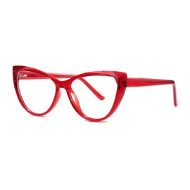 QECEPEI Blue Light Glasses Cateye Women Fake Eyeglasses Anti Eye Strain Computer Glasses Clear Lens Red