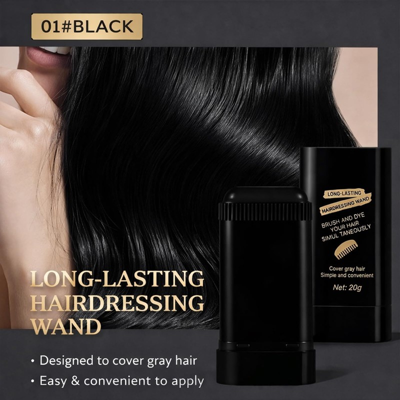 2-in-1 Hair Color Stick & Comb, Long-Lasting Waterproof Color,Sweat-Proof, Quick