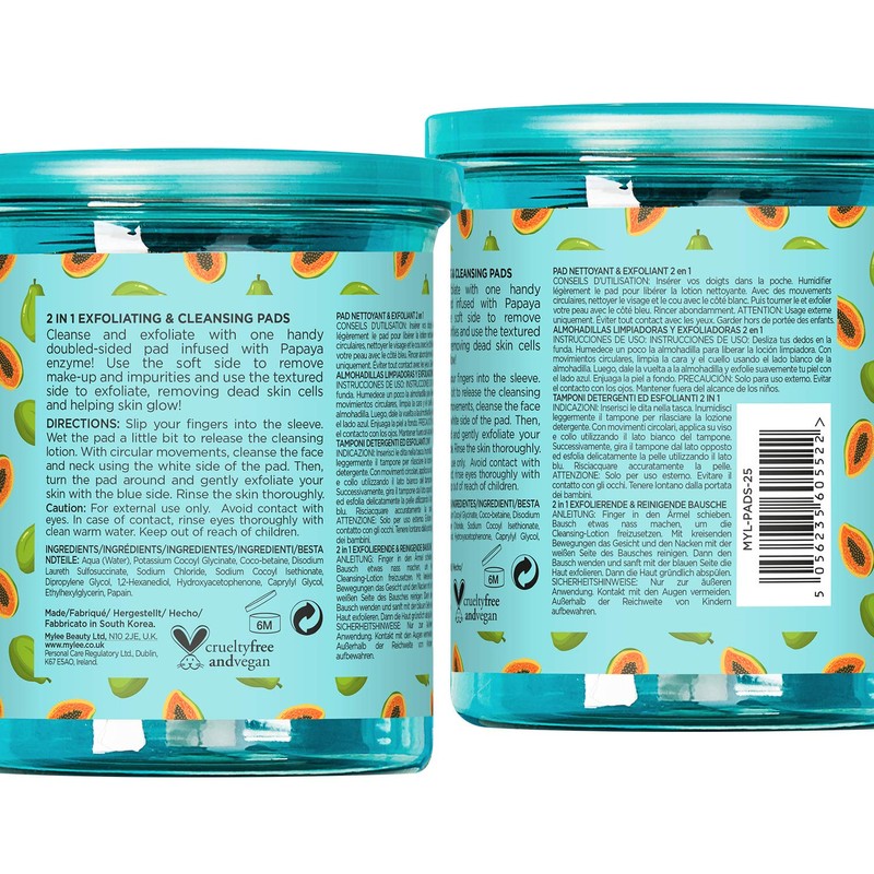 Mylee 2 in 1 Exfoliating & Cleansing Pads - Ideal