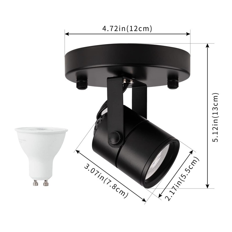 mirrea 3 Pack Black Ceiling Spotlight Bulb Replaceable LED Spot