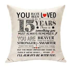 You Have Been Loved for 15 Years Birthday Gifts for Girls Boys 15th Birthday Decoration Cushion Cover Gifts for 15 Years Old Granddaughter Grandson Daughter Son Niece Birthday Party Presents (15)