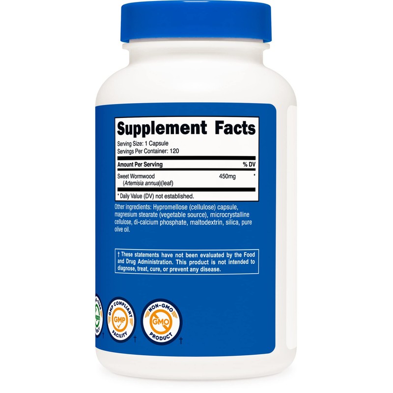 Nutricost Wormwood Capsules 450mg 120 Capsules - Vegetarian Caps, Gluten