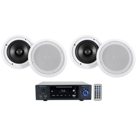 NA Rockville BLUAMP 150 Home Stereo Bluetooth Receiver + (4) 8" Ceiling Speakers