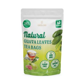 50 Premium Guava Leaf Tea Bags, 100% Natural and Pure. Loose Leaf Guava Herbal Tea, No Sugar, No Caffeine, No Gluten, Vegan.