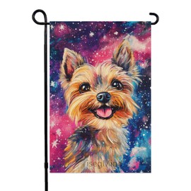 isegMind Yorkshire Terrier Garden Flag Spring Summer Colorful Cute Garden Flag 12x18 Inch Double Sided Small Linen Seasonal Holiday Flag for Outside Yard Flag (6568)