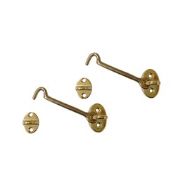 QCAA Heavier Duty Brass Door Hook Latch & Eye, 6" Vibrated Brass, Made in Taiwan, 2 Pack