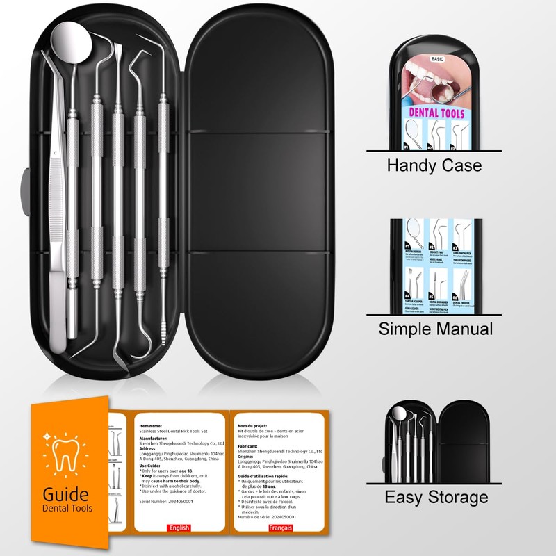 Dental Tools Plaque Remover Teeth Cleaning Tool﻿s Kit 6 Pcs