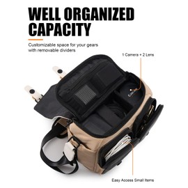 Cwatcun Camera Shoulder Bag Compact Camera Case, Small Waterproof Camera Messenger Bag with Tripod Holder, Travel Photography Bag for Canon, Nikon, Sony, Fuji DSLR/SLR/Mirrorless Camera, Lens