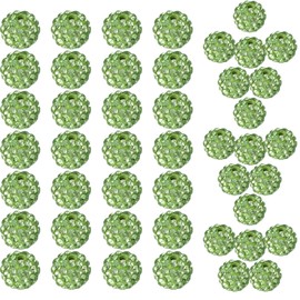 10mm Grade A Rhinestone Beads for Baseball Necklace-Round Disco Ball Beads Rhinestone Clay Beads for Earring Jewelry Making,Necklace Bracelet,DIY Craft Supplies(100 pcs Fruit Green)
