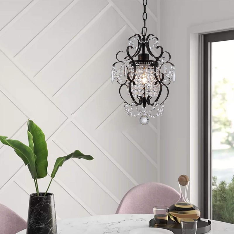 riomasee Plug in Chandelier Mini Bronze Chandeliers 1 Light Elegant
