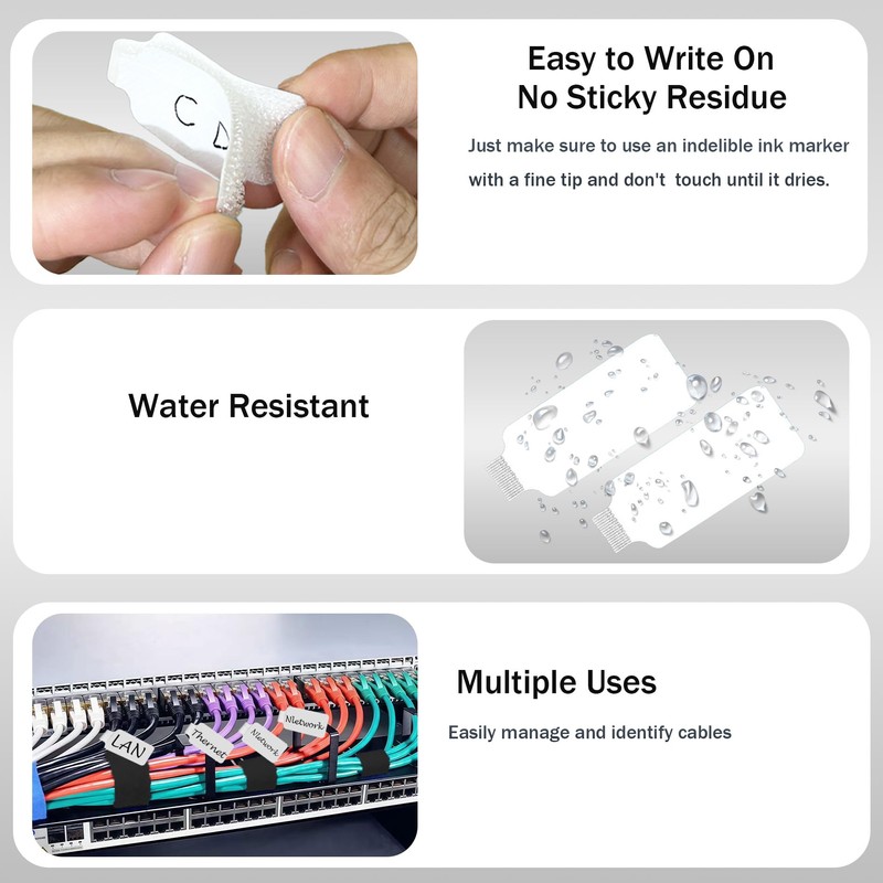 48 Pcs cord labels & Hook and Loop Ties Set