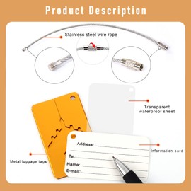 Suitcase Tag with Address Tag, Suitcase Tag, Pack of 6, Luggage Tag, Suitcase Tag Made of Aluminium Alloy with Stainless Steel Cord and Name Tag, for Luggage, Suitcase, Bag, Handbag