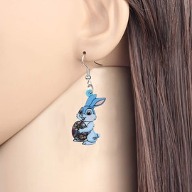 WEVENI Acrylic Easter Bunny Rabbit Earrings Hare Dangle Drop Pet Jewelry For Women Girls Charm Gift, Acrylic, No Gemstone