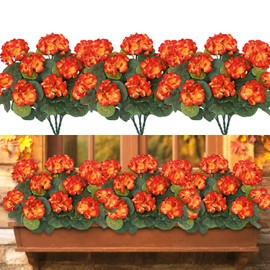Dremisland Artificial Fall Flowers for Outdoors 6 Pcs Fake Geraniums Artificial Flowers Realistic Autumn Decor Outdoor UV Resistant Garden Plants Fall Decoration for Home Kitchen Table Centerpieces