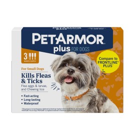 PetArmor Plus Flea and Tick Prevention for Dogs, Dog Flea and Tick Treatment, 3 Doses, Waterproof Topical, Fast Acting, Small Dogs (5-22 lbs)