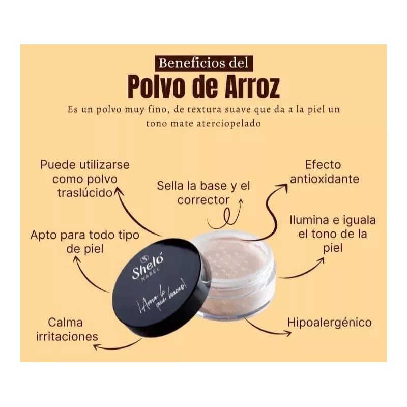 Sheló Nabel Polvo De Arroz Natural Y Fijador De Maquillaje,