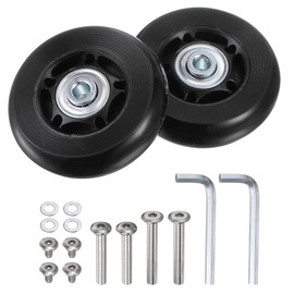 uxcell Replacement Luggage Wheels 64x18mm Suitcase Wheel Repair Kits Include 2 PU Bearing Wheels & Washers, Wrenches & Axle Screw for Trolley Bag, Inline Skate and Caster Board