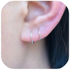7mm Small Sterling Silver Cartilage Nose Hoop Earrings for Women