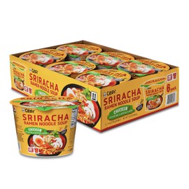 Choi Sriracha Premium Quality Ramen Noodle Instant Soup Mix, Chicken Flavor, 3.88 oz. Bowl (Bulk Case of 6)