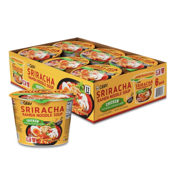Choi Sriracha Premium Quality Ramen Noodle Instant Soup Mix, Chicken