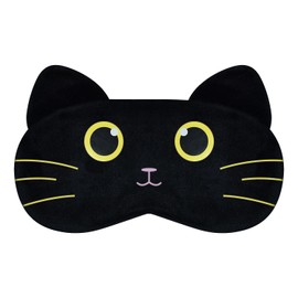 Mezeic Sleep Eye Mask, Cartoon Cat Eye Mask Soft Plush Eye Mask for Sleeping Travel Blockout Sleeping Masks Eye Cover Novelty Cute Animal Eyeshade for Kids Girls Children Adult (Black Cat-2)
