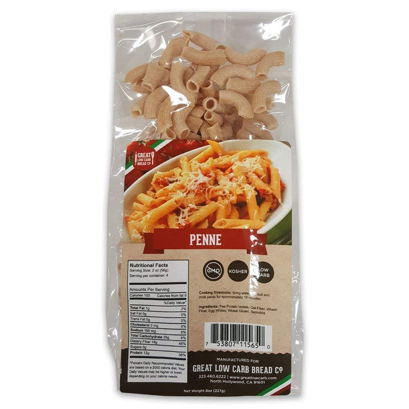 4 Pack Assortment Low Carb Pasta, Fettuccine, Rotini, Penne, and