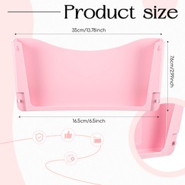 Newtay 2 Pack Pink Single Pocket File Holder Pocket Plastic Hanging Wall File Set Wall Mount Mails Magazines Organizer for Office and Home