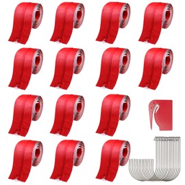 14 Rolls Heavy Duty Zippers 7 Ft x 3 Inches Red Zipper Tape for Dust Barriers Self Adhesive Instant Zipper Door Kits Dust Protector Zipper with 16 Pcs Flap Hooks 1 Sheeting Cutter