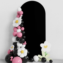 Asee'm 6FT Wedding Arch Cover Black Fitted Spandex Cover 2-Sided Round Top Chiara Backdrop Stand Covers for Party Ceremony Birthday Banquet Decoration